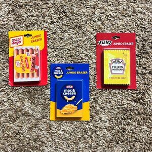 NEW Jumbo Novelty Eraser Bundle – Oscar Mayer, Kraft & Heinz - STOCKING STUFFERS